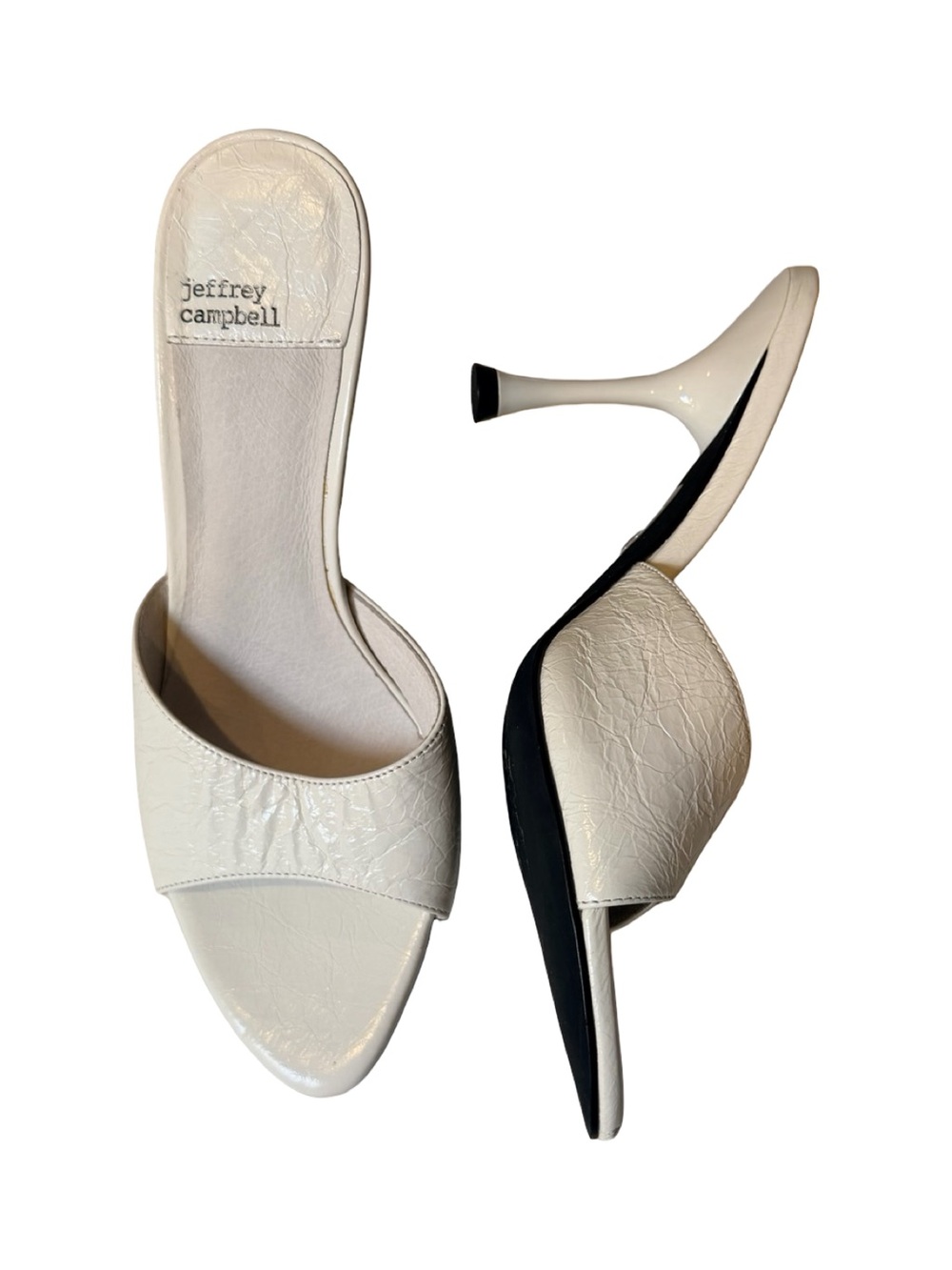 Jeffrey Campbell White Open-Toe Mule Heels